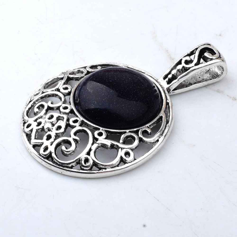 Natural Crystal Healing Moon Round Chakra Bead Gemstone Necklace Pendant