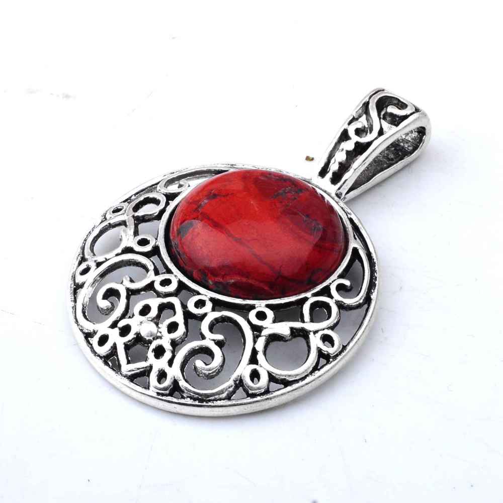 Natural Crystal Healing Moon Round Chakra Bead Gemstone Necklace Pendant