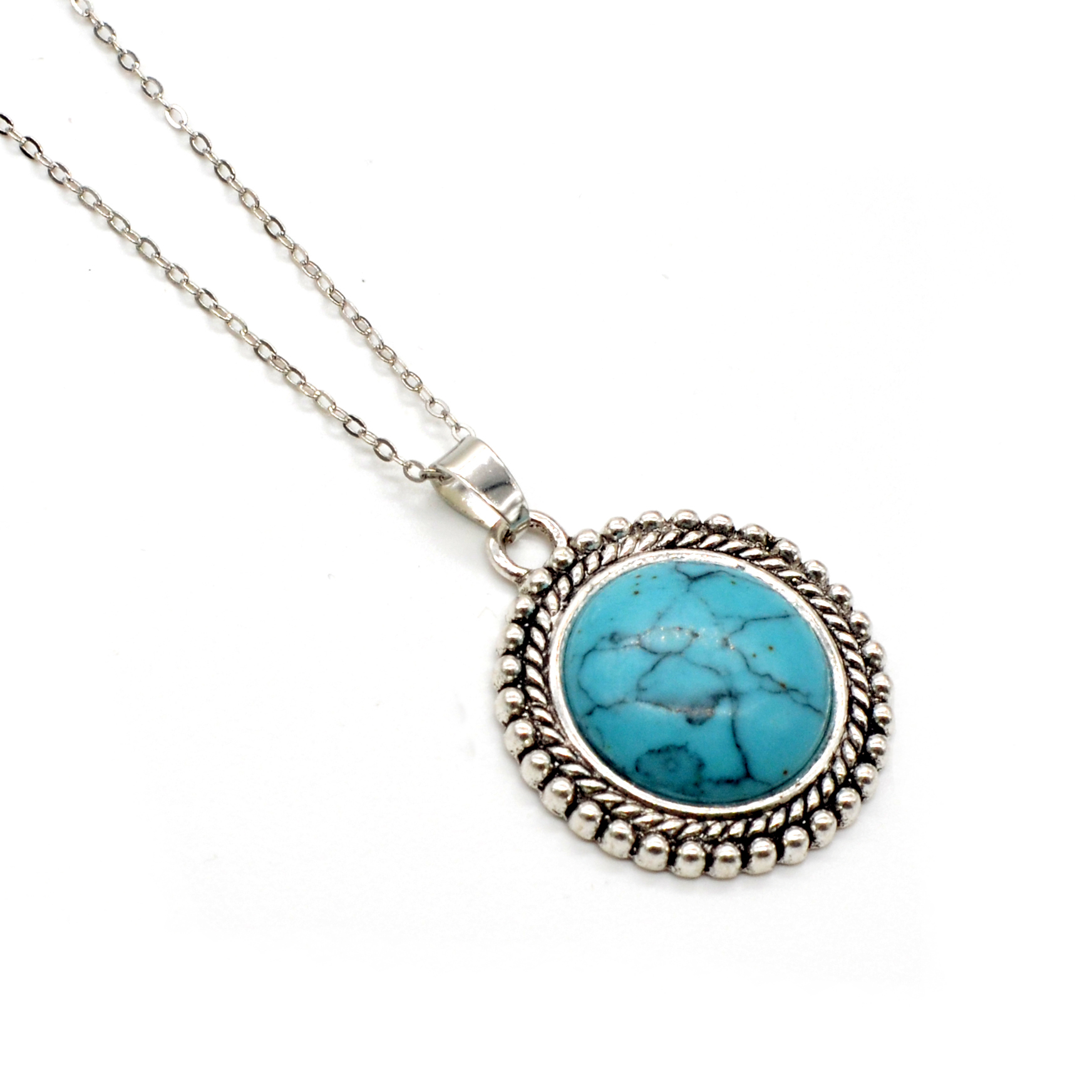 Natural Crystal Stone Round Sun Chakra Healing Gemstone Pendant Charm Necklace