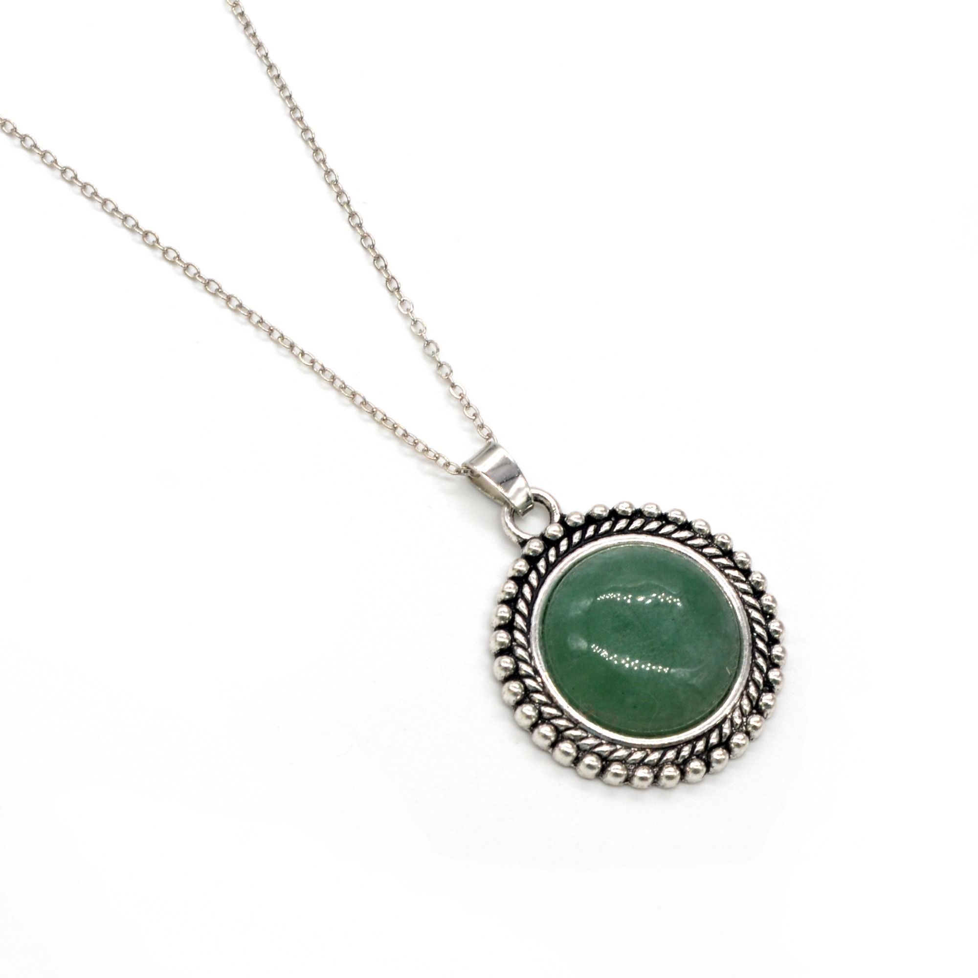 Natural Crystal Stone Round Sun Chakra Healing Gemstone Pendant Charm Necklace