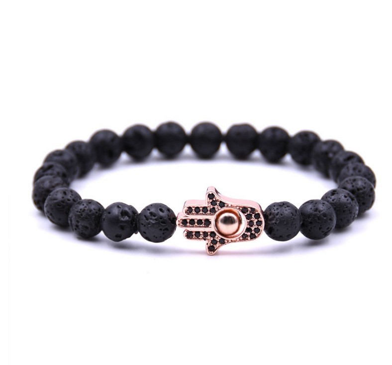 Fashion Evil Eye Natural Lava stone 8MM Round Beads Bracelet for Women and Men