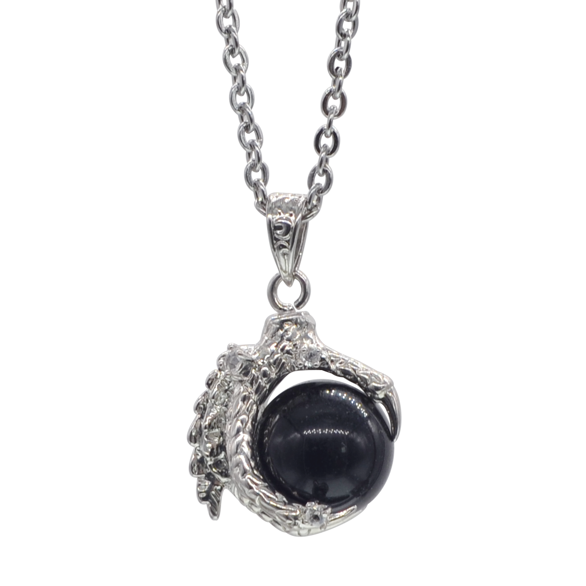 Natural 15MM Agate Gemstone Sphere Dragon Claw Pendant Charm Necklace