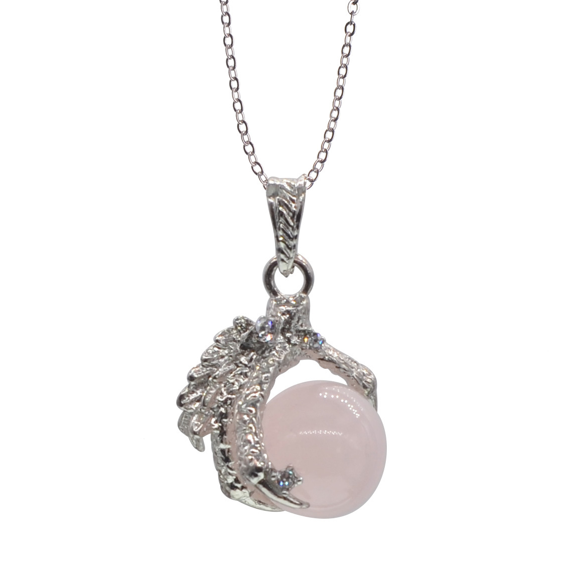 Natural 15MM Agate Gemstone Sphere Dragon Claw Pendant Charm Necklace
