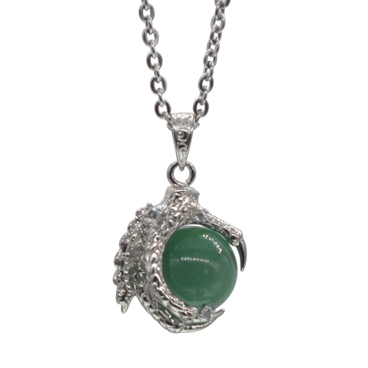 Natural 15MM Agate Gemstone Sphere Dragon Claw Pendant Charm Necklace