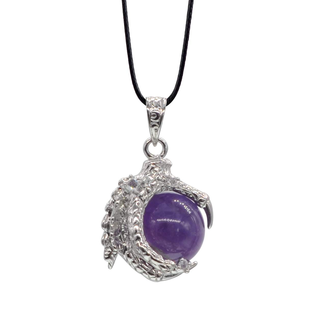 Natural 15MM Agate Gemstone Sphere Dragon Claw Pendant Charm Necklace