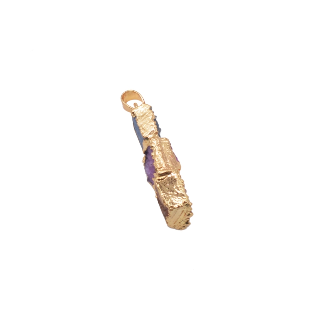 Natural Druzy Quartz Crystal Stone Necklace Gemstone Healing Gold Pendant
