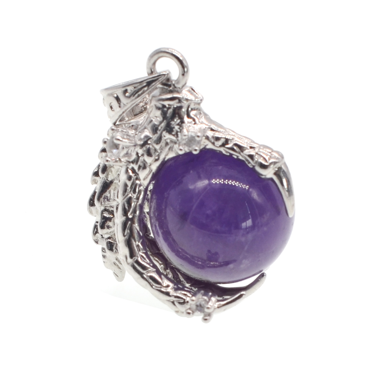 Natural 15MM Agate Gemstone Sphere Dragon Claw Pendant Charm Necklace