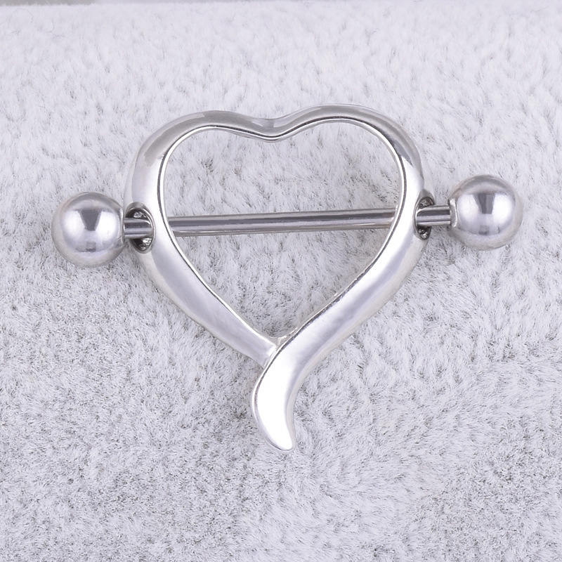 1PCS Stainess Steel Love Heart Nipple Bar Ring Shield Barbell Body Jewelry