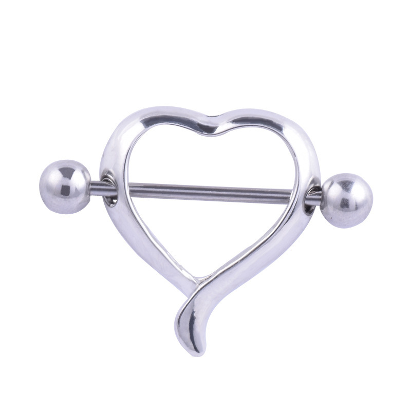 1PCS Stainess Steel Love Heart Nipple Bar Ring Shield Barbell Body Jewelry
