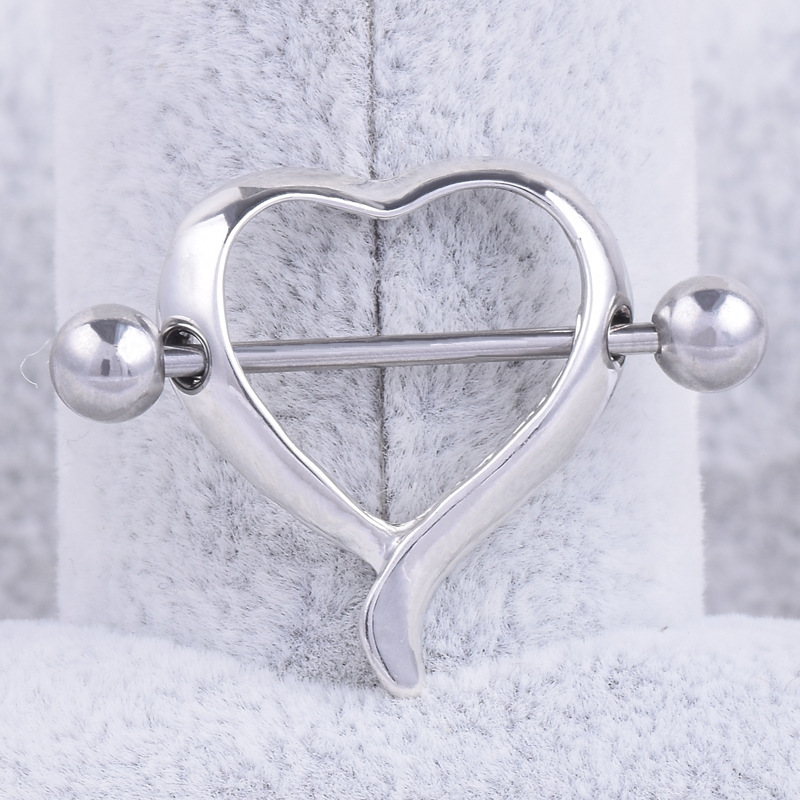 1PCS Stainess Steel Love Heart Nipple Bar Ring Shield Barbell Body Jewelry