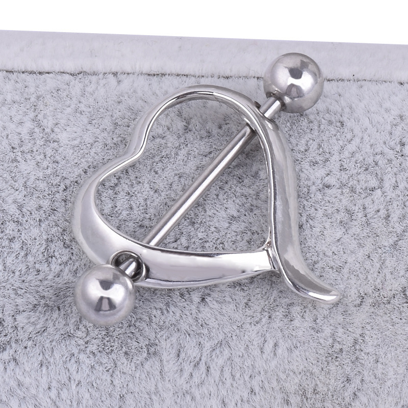 1PCS Stainess Steel Love Heart Nipple Bar Ring Shield Barbell Body Jewelry