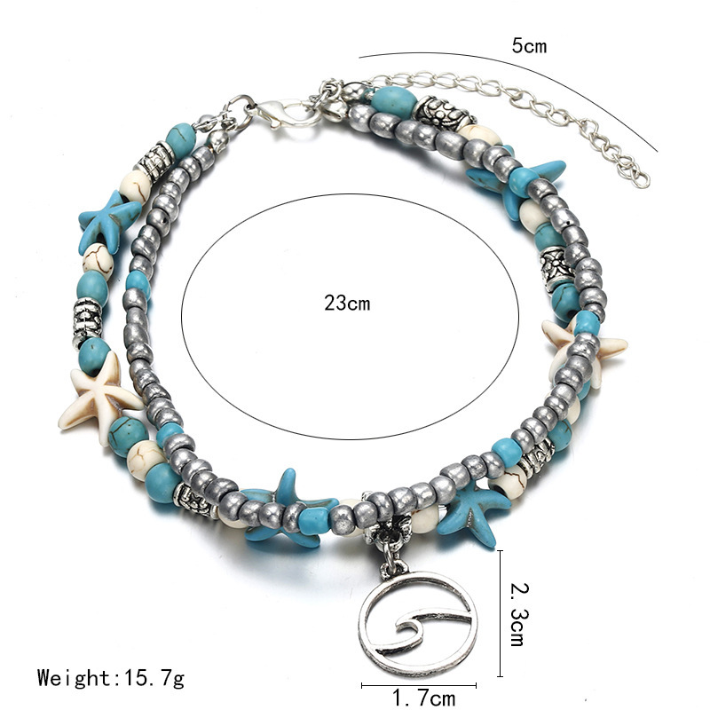 Vintage Shell Beads Starfish Anklets For Women Multi Layer Bangle Leg Bracelet Handmade Bohemian Jewelry