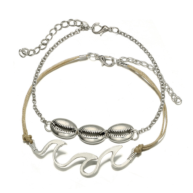 Boho Wave Shell Anklet Multi-Layer Beach Anklet Foot Charm Jewelry Gifts Women