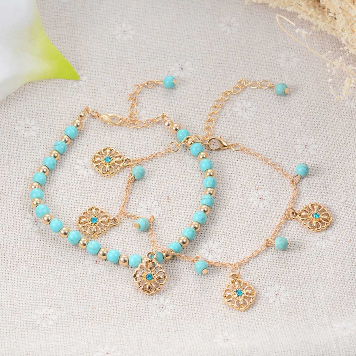Boho Wave Anklet Multi-Layer Beach Anklet Foot Charm Jewelry Gifts Women