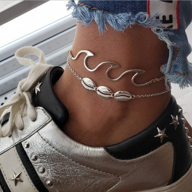 Boho Wave Shell Anklet Multi-Layer Beach Anklet Foot Charm Jewelry Gifts Women