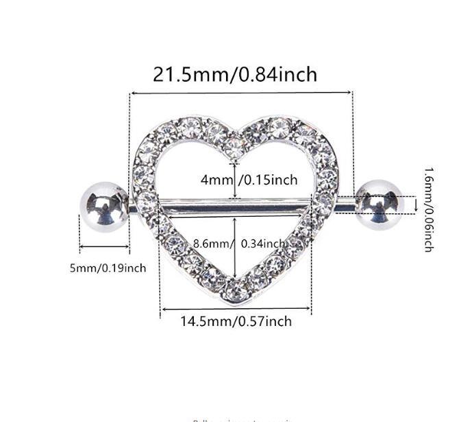 Nipple Shield Heart Rings Stainless Steel Body Piercing Jewelry
