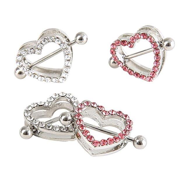 Nipple Shield Heart Rings Stainless Steel Body Piercing Jewelry