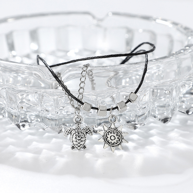 Boho Silver Alloy Tortoise Anklet Multi-Layer Beach Anklet Foot Charm Jewelry Gifts Women