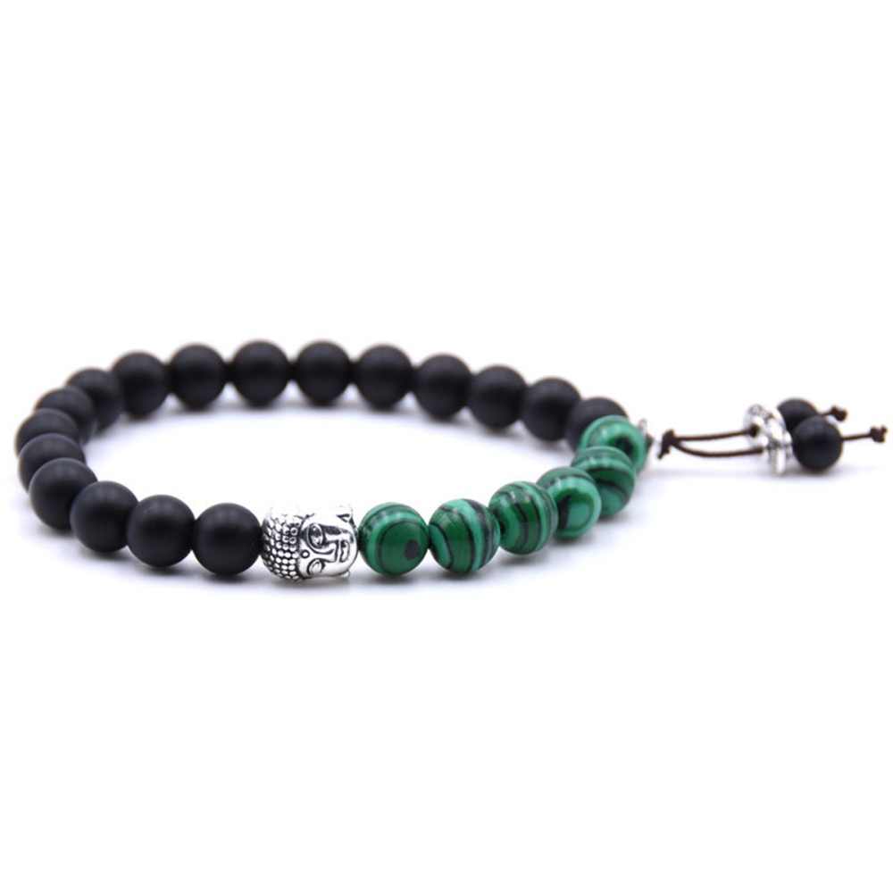 Couple Malachite Matte Onyx Bracelet for women Men  buddha head Woven Stone Bracelet