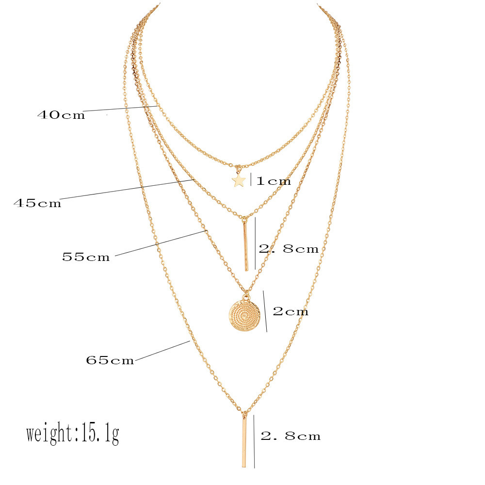 Multi-Layer Moon Necklace Choker with Long Chain for Women and Girls