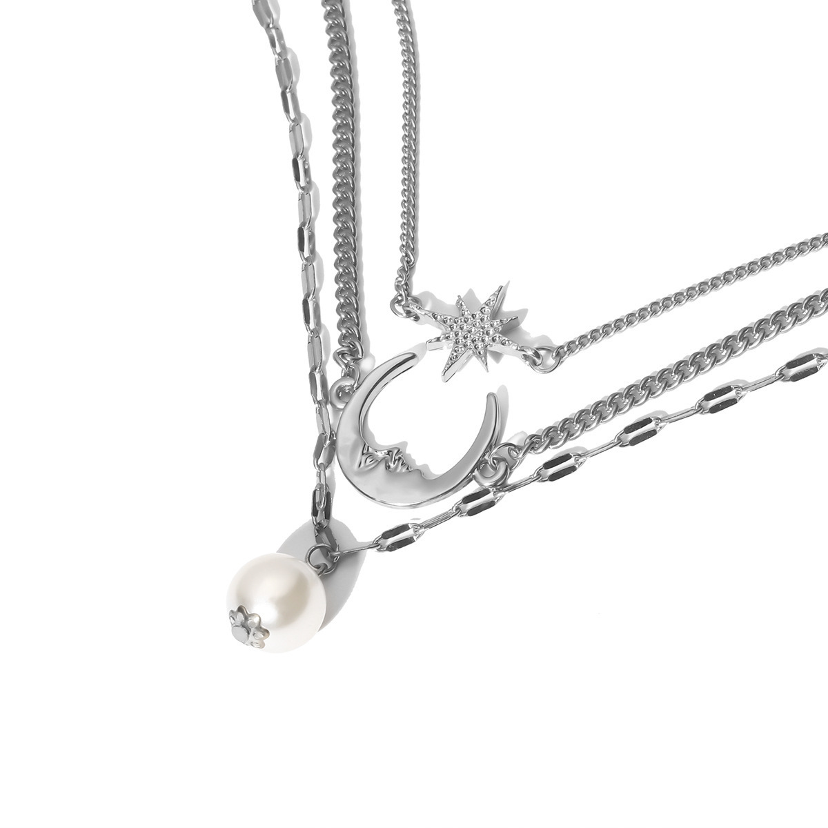 Anklet Bracelet, Star Moon Pearl Ankle Bracelet for Women, 3-Layer Chain Ankle Bracelets, Beach Anklet Bracelet, Adjustable Barefoot Sandals Beach Foo