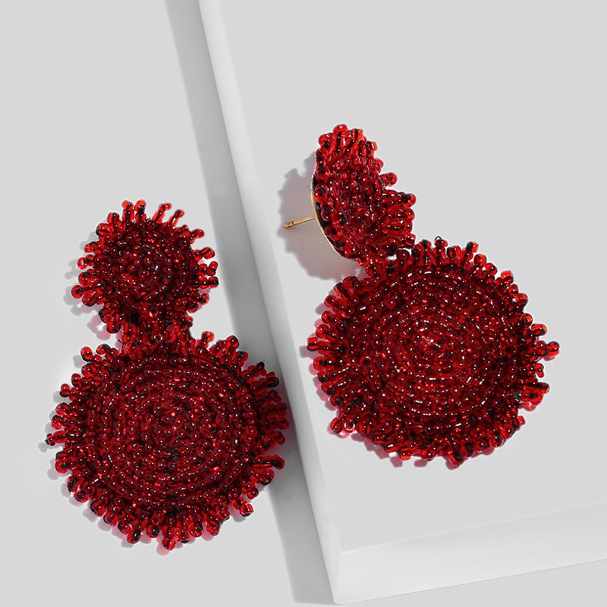 Round Seed Beads Woven Earrings