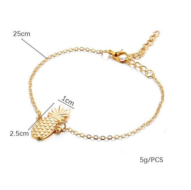 Gold Pineapple Charms Anklet Fruit Ankle Bracelet for Girls Vocation Jewelry