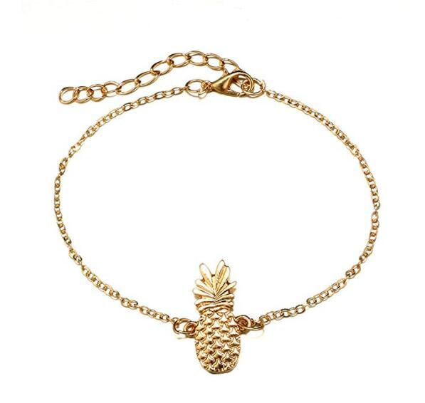 Gold Pineapple Charms Anklet Fruit Ankle Bracelet for Girls Vocation Jewelry