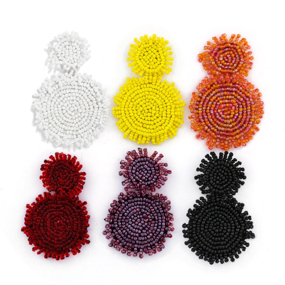 Round Seed Beads Woven Earrings