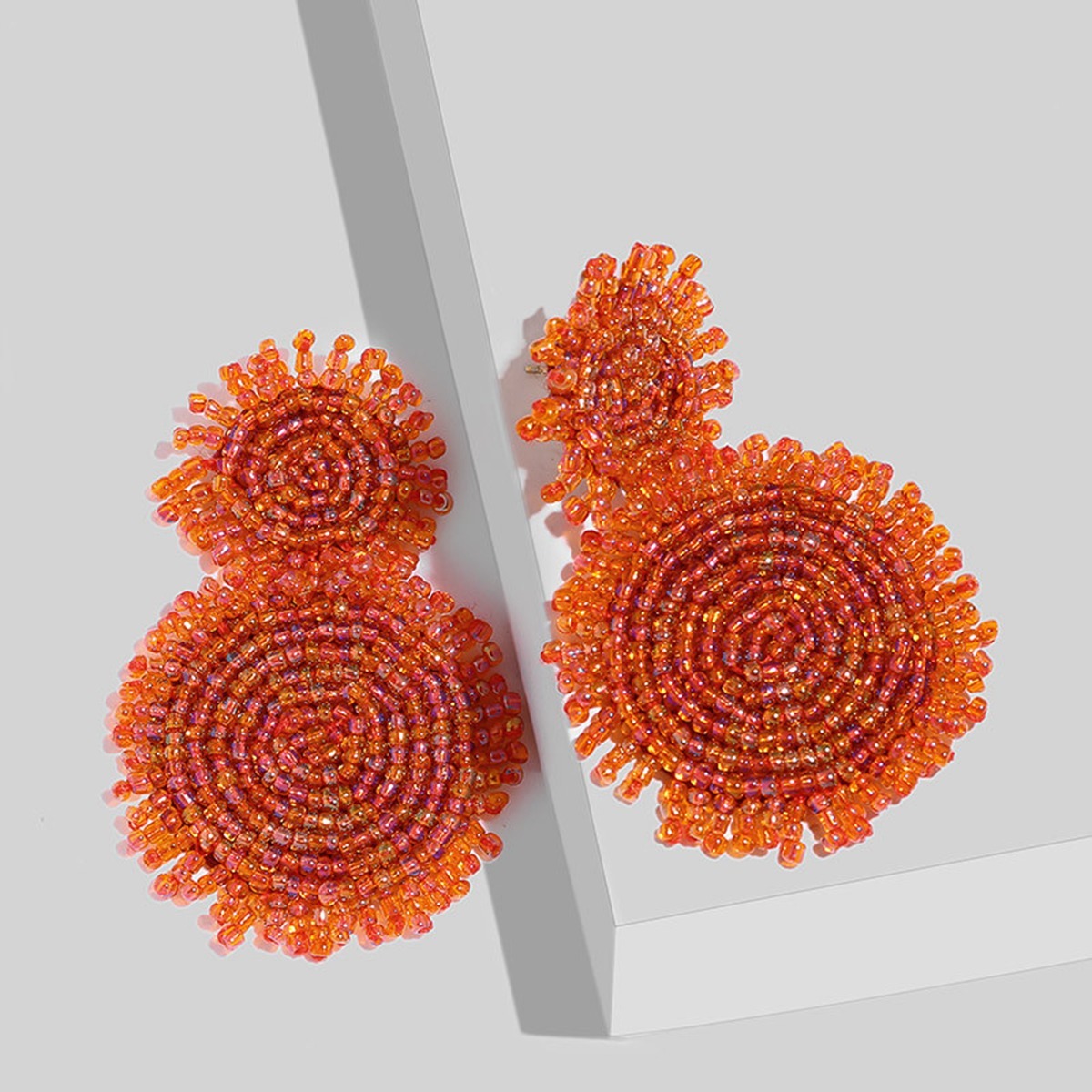 Round Seed Beads Woven Earrings