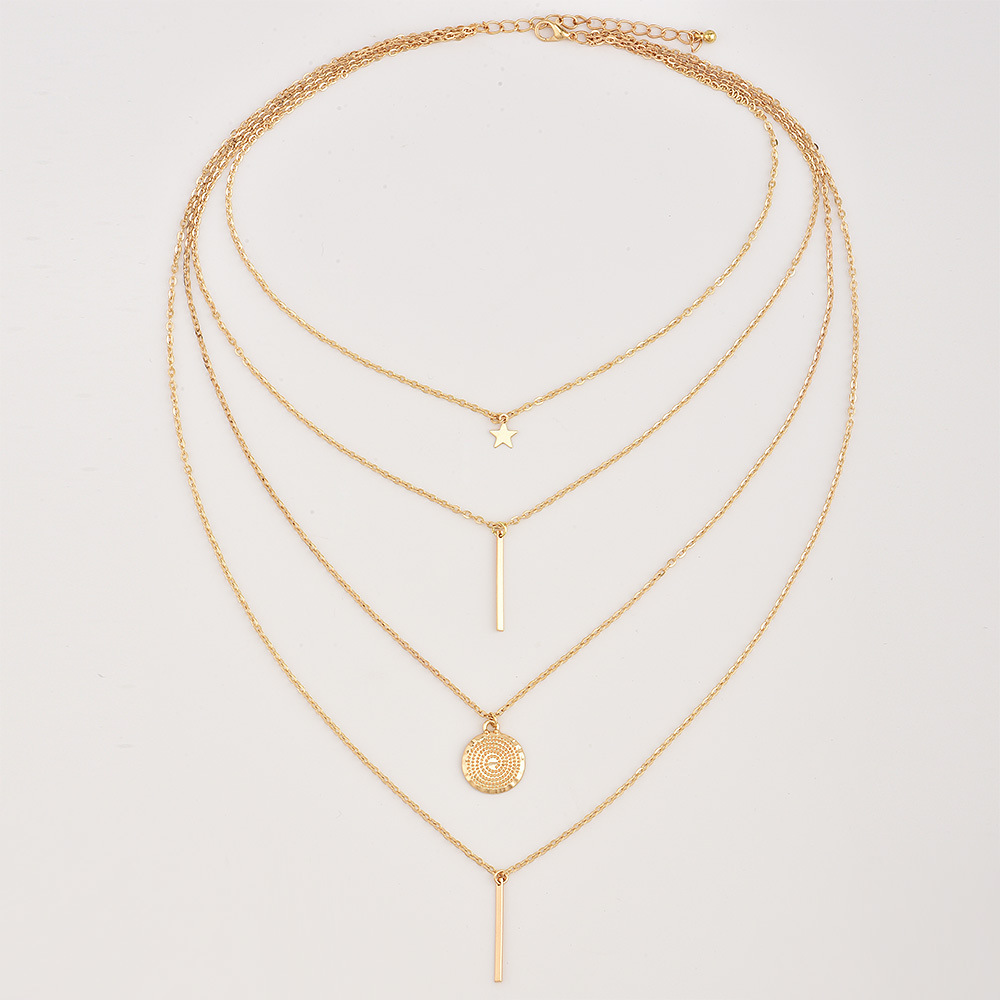 Multi-Layer Moon Necklace Choker with Long Chain for Women and Girls