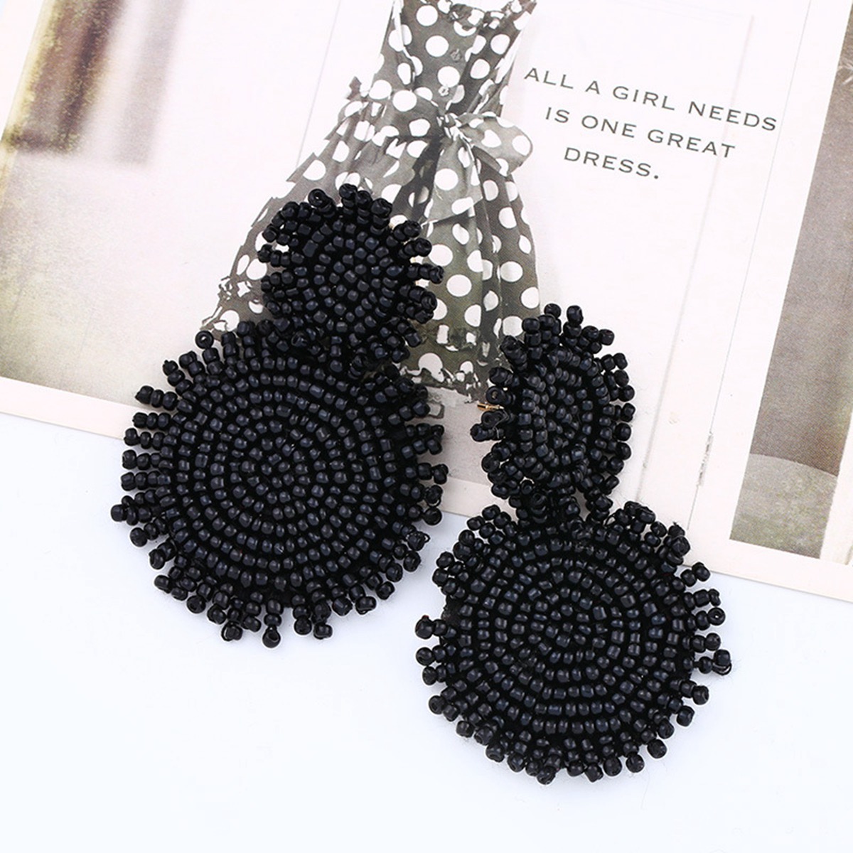 Round Seed Beads Woven Earrings