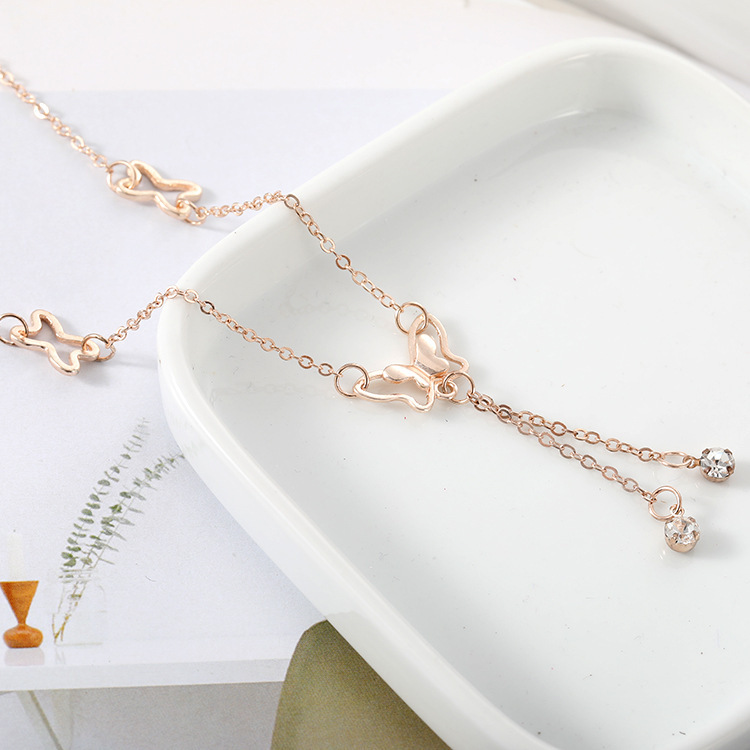 Fashion Ankle Bracelet For Women Rose Gold Butterfly Foot Chain Adjustable Jewelry