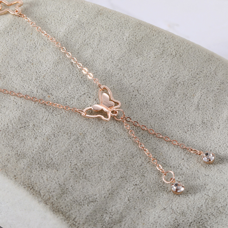 Fashion Ankle Bracelet For Women Rose Gold Butterfly Foot Chain Adjustable Jewelry