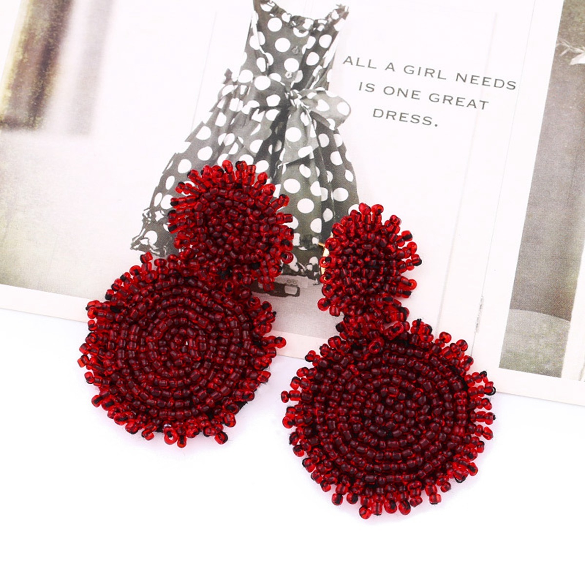 Round Seed Beads Woven Earrings