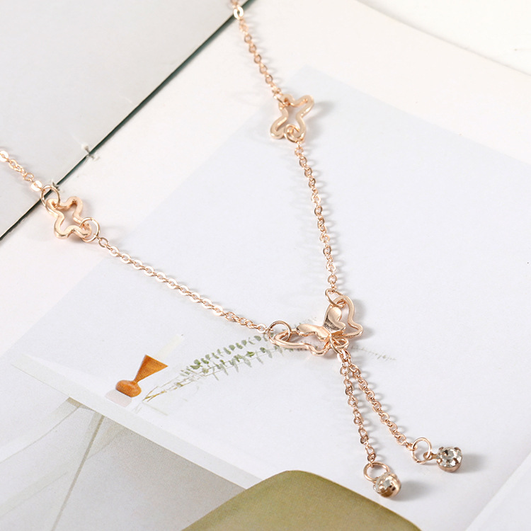 Fashion Ankle Bracelet For Women Rose Gold Butterfly Foot Chain Adjustable Jewelry