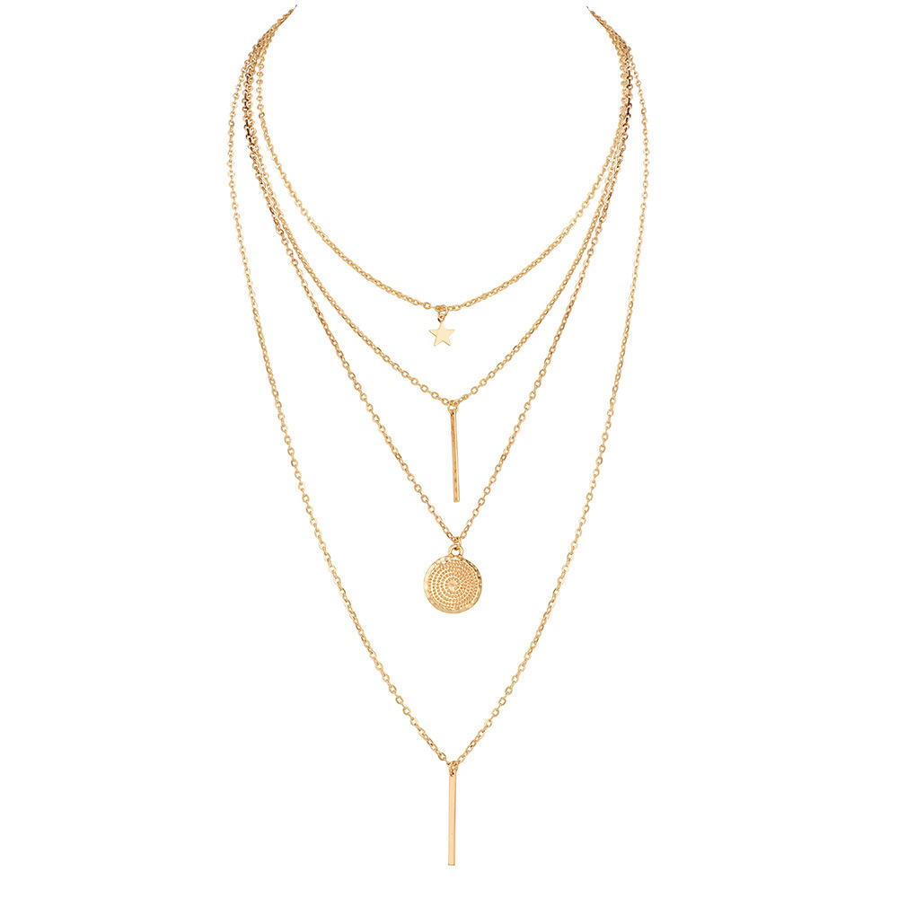 Multi-Layer Necklace Choker with Long Chain for Women and Girls