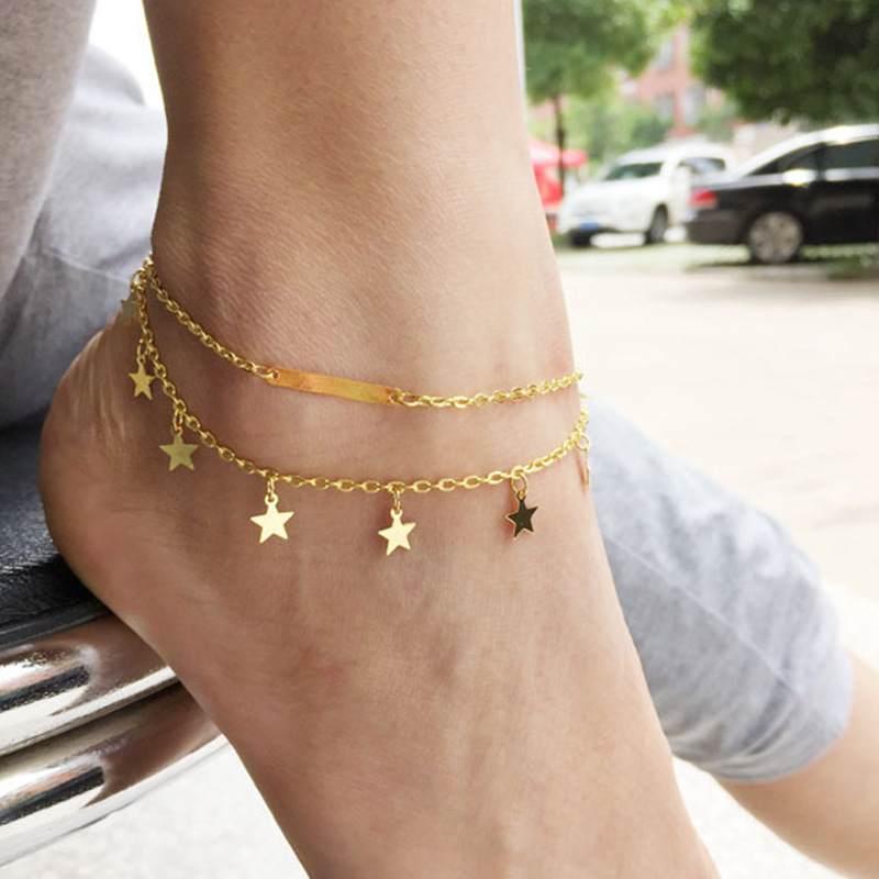 Gold Silver Alloy Stars Anklet for women