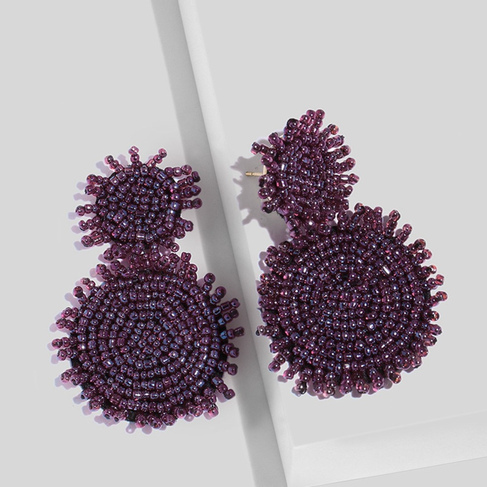 Round Seed Beads Woven Earrings