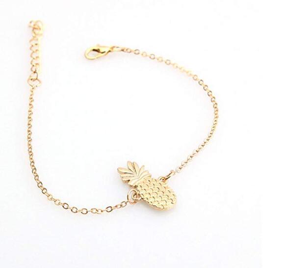Gold Pineapple Charms Anklet Fruit Ankle Bracelet for Girls Vocation Jewelry