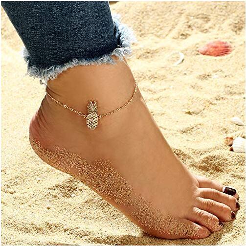 Gold Pineapple Charms Anklet Fruit Ankle Bracelet for Girls Vocation Jewelry