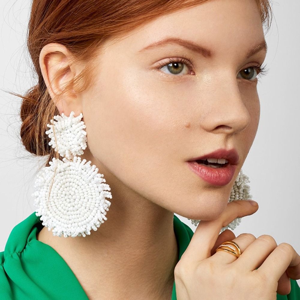 Round Seed Beads Woven Earrings