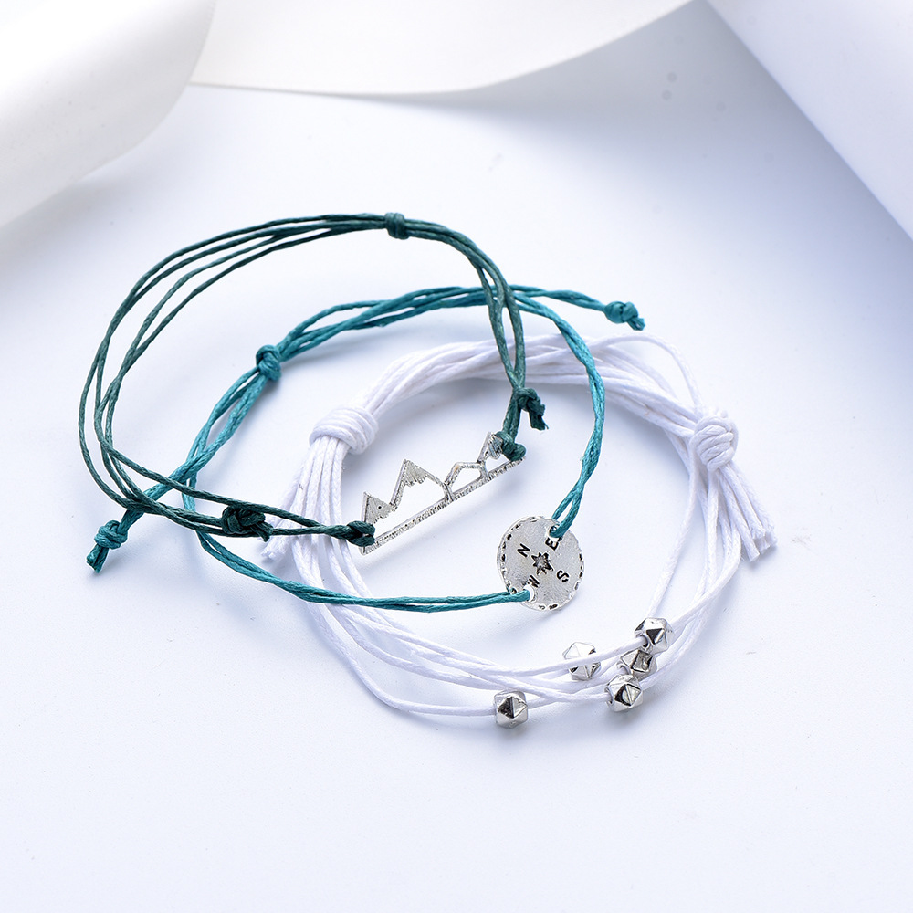 3PCS/Sets Wave Bracelet Braided Rope Bracelet Set Adjustable Friendship Bohemian Handmade Bracelet Waterproof for Women Men Kids