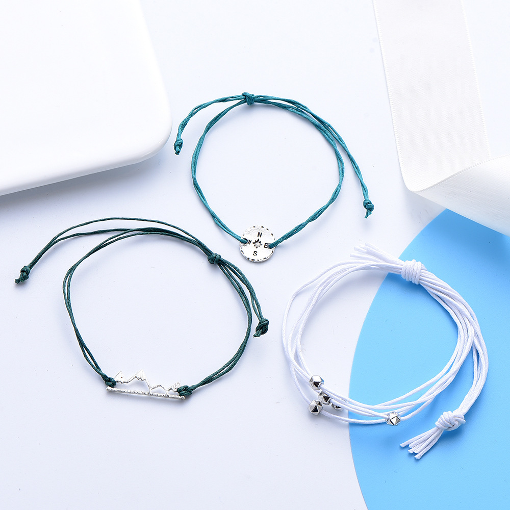 3PCS/Sets Wave Bracelet Braided Rope Bracelet Set Adjustable Friendship Bohemian Handmade Bracelet Waterproof for Women Men Kids