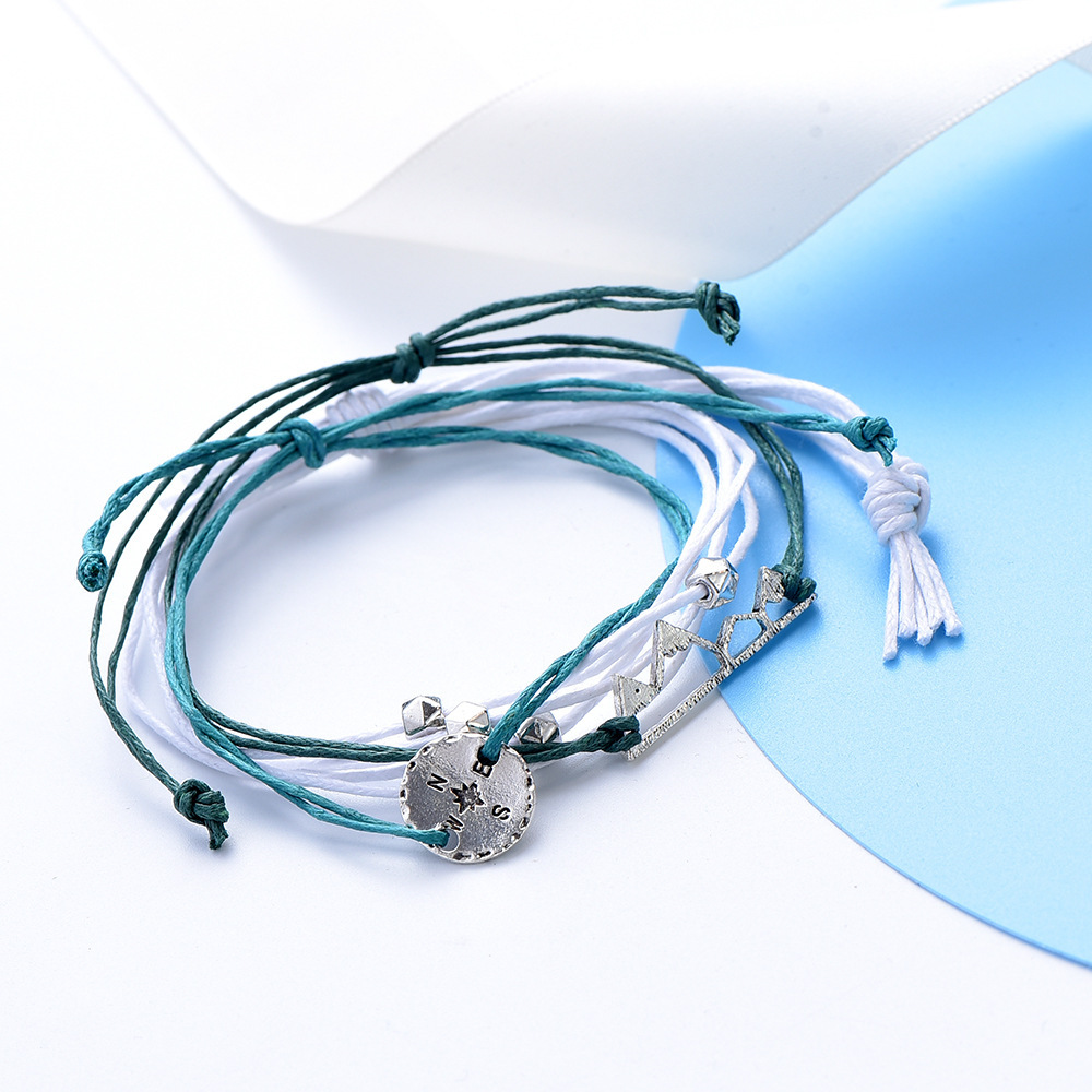 3PCS/Sets Wave Bracelet Braided Rope Bracelet Set Adjustable Friendship Bohemian Handmade Bracelet Waterproof for Women Men Kids