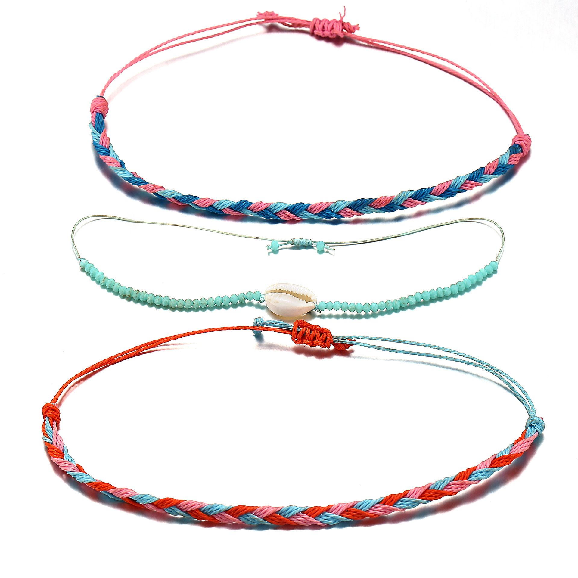 3PCS/SET Wave Bracelet,Navy Style Velvet Hand-woven Knit Knot Bracelet Three-piece Suit for Women Girls Holiday Jewelry