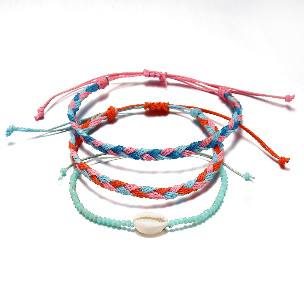 3PCS/SET Wave Bracelet,Navy Style Velvet Hand-woven Knit Knot Bracelet Three-piece Suit for Women Girls Holiday Jewelry