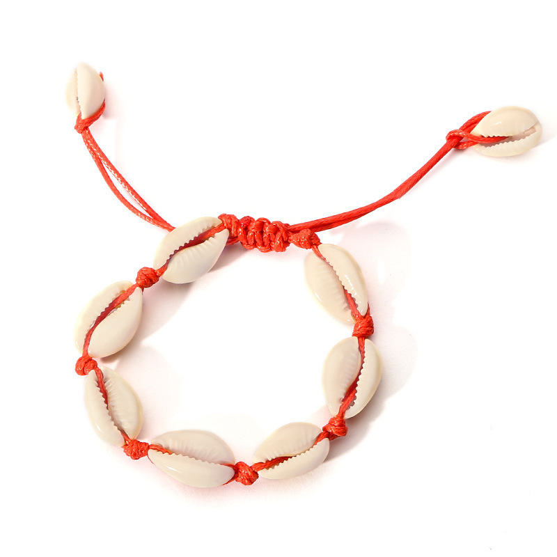 Handwoven Cobalt Shell Anklet Bracelets Natural Cowrie Beads Hawaiian Beach Foot Jewelry for Women Girl