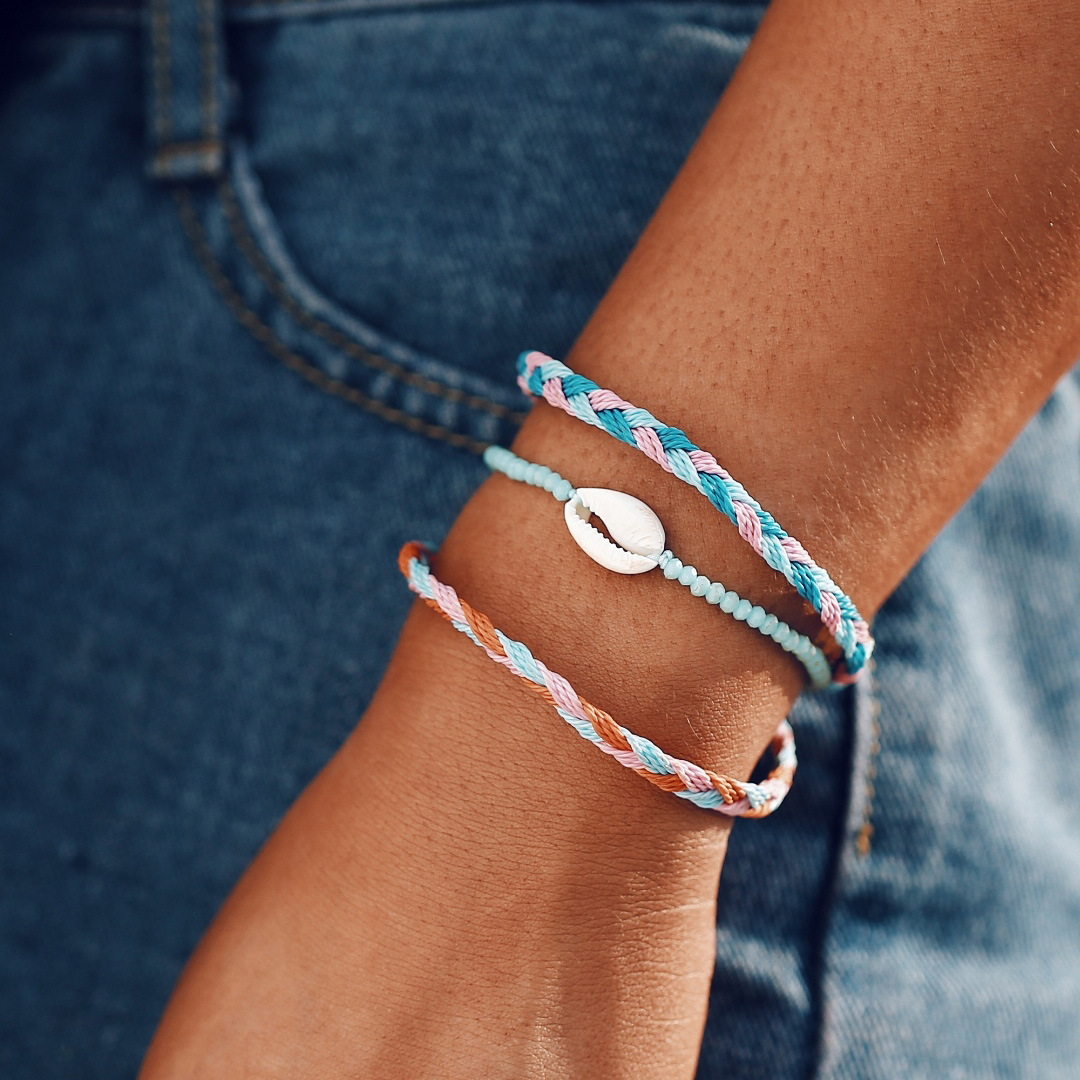 3PCS/SET Wave Bracelet,Navy Style Velvet Hand-woven Knit Knot Bracelet Three-piece Suit for Women Girls Holiday Jewelry
