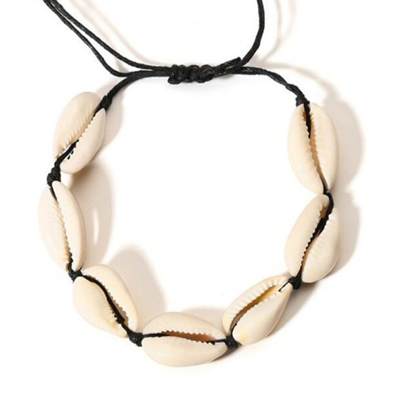 Handwoven Cobalt Shell Anklet Bracelets Natural Cowrie Beads Hawaiian Beach Foot Jewelry for Women Girl